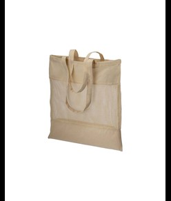 Shopper in cotone naturale da 135 g/m2 con rete, manici lunghi Handle