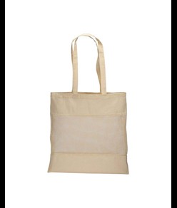 Shopper in cotone naturale da 135 g/m2 con rete, manici lunghi Handle