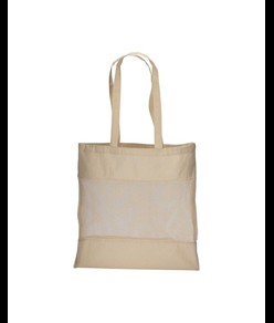 Shopper in cotone naturale da 135 g/m2 con rete, manici lunghi Handle