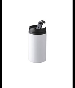 Tazza in metallo con interno, manico e tappo in plastica. Adatta per la stampa sublimatica