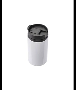 Tazza in metallo con interno, manico e tappo in plastica. Adatta per la stampa sublimatica