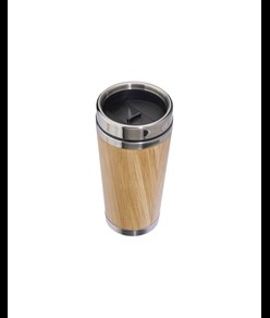 Tazza in acciaio inossidabile con rivestimento in bambú
