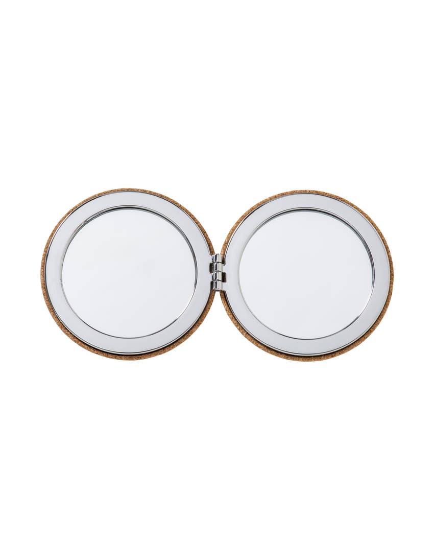 Specchietto doppio in sughero, a due ingrandimenti