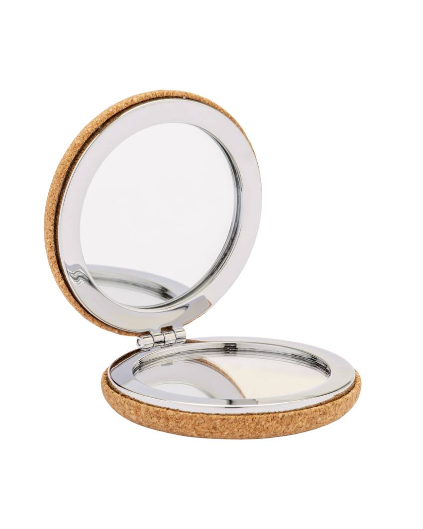 Specchietto doppio in sughero, a due ingrandimenti