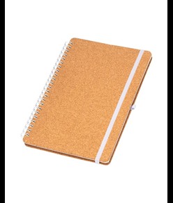 Quaderno ad anelli in sughero trasformabile in stand portacellulare.