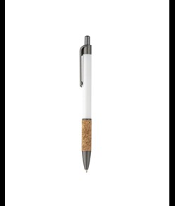 Penna in alluminio con impugnatura in sughero, clip, top e punta bruniti