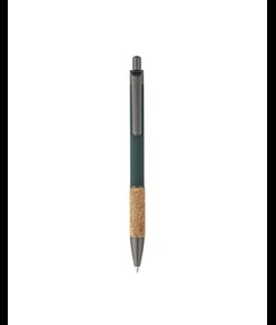 Penna in alluminio con impugnatura in sughero, clip, top e punta bruniti