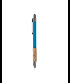 Penna in alluminio con impugnatura in sughero, clip, top e punta bruniti