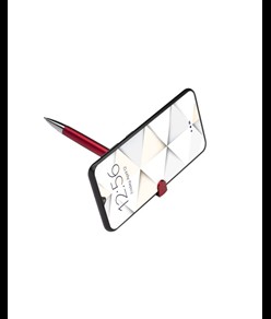 Penna twist in plastica con fusto metallizzato, stand portacellulare