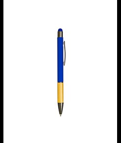 Penna a scatto in alluminio gommato con impugnatura in bambù e gommino touch