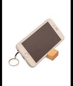 Portachiavi rettangolare in bambù con stand portacellulare