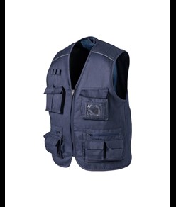 Gilet multi tasche in polycotton, chiusura a zip, 5 tasche frontali