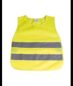 Gilet ad alta visibilità in poliestere di colore fluo con bande catarifrangenti