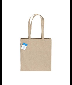 Shopper carbon neutral in cotone riciclato 280 g/m2, manici lunghi e soffietto Handle