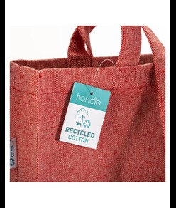 Shopper in cotone riciclato 280 g/m2, manici lunghi e soffietto Handle