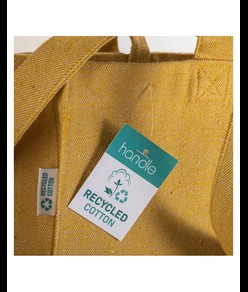 Shopper in cotone riciclato 280 g/m2, manici lunghi e soffietto Handle