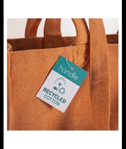 Shopper in cotone riciclato 280 g/m2, manici lunghi e soffietto Handle