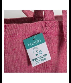 Shopper in cotone riciclato 280 g/m2, manici lunghi e soffietto Handle