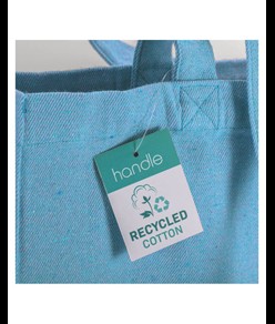 Shopper in cotone riciclato 280 g/m2, manici lunghi e soffietto Handle