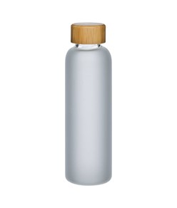 Bottiglia in vetro smerigliato e tappo in bambù, capacità 500 ml