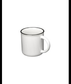 Tazza vintage in ceramica da 240 ml con rivestimento  per sublimazione. e bordo colorato