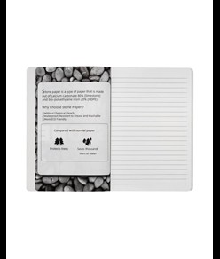 Quaderno in carta di pietra, fogli bianchi a righe, 64 pag., 14,5x21 cm