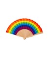 Ventaglio arcobaleno in poliestere con manico in legno Ventaglio arcobaleno in poliestere con manico in legno