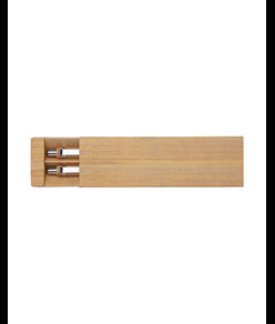 Set di due penne a scatto in bamboo, di cui una con gommino per touch screen