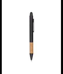 Penna a scatto in alluminio riciclato con impugnatura in sughero e gommino touch