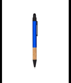 Penna a scatto in alluminio riciclato con impugnatura in sughero e gommino touch