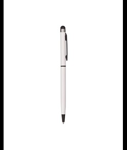 Penna twist con fusto e clip in metallo, con gommino per touch screen in tinta
