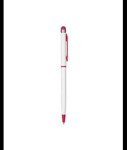 Penna twist con fusto e clip in metallo, con gommino per touch screen in tinta