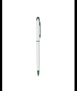 Penna twist con fusto e clip in metallo, con gommino per touch screen in tinta