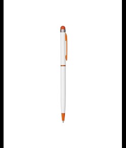 Penna twist con fusto e clip in metallo, con gommino per touch screen in tinta