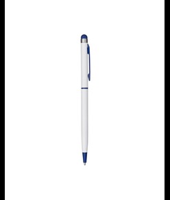 Penna twist con fusto e clip in metallo, con gommino per touch screen in tinta