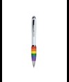 Penna twist in plastica con fusto bianco, impugnatura arcobaleno
