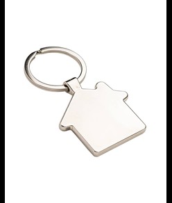 Portachiavi in metallo a forma di casetta, con particolare frontale in bambù