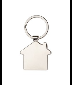 Portachiavi in metallo a forma di casetta, con particolare frontale in bambù