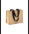 Borsa in juta, manici lunghi colorati e soffietto Handle