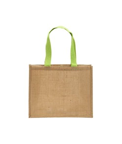 Borsa in juta, manici lunghi colorati e soffietto Handle Borsa in juta, manici lunghi colorati e soffietto Handle