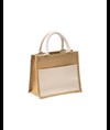 Mini borsa in juta con tasca e manici in cotone Handle