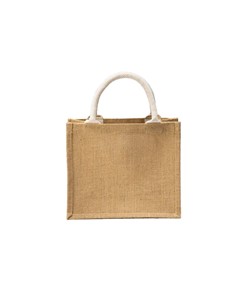 Mini borsa in juta con tasca e manici in cotone Handle Mini borsa in juta con tasca e manici in cotone Handle
