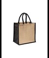 Mini borsa in juta con manici e inserti colorati Handle