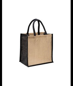 Mini borsa in juta con manici e inserti colorati Handle