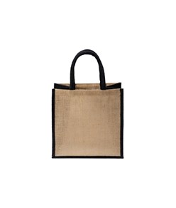 Mini borsa in juta con manici e inserti colorati Handle Mini borsa in juta con manici e inserti colorati Handle