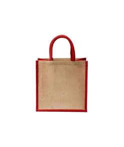 Mini borsa in juta con manici e inserti colorati Handle Mini borsa in juta con manici e inserti colorati Handle