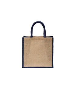 Mini borsa in juta con manici e inserti colorati Handle Mini borsa in juta con manici e inserti colorati Handle