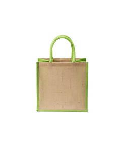 Mini borsa in juta con manici e inserti colorati Handle Mini borsa in juta con manici e inserti colorati Handle