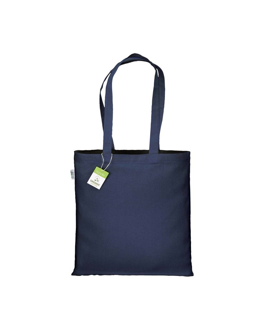 Shopper in cotone biologico 220 g/m2, manici lunghi e soffietto Handle