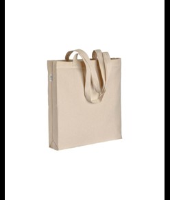 Shopper in cotone biologico 220 g/m2, manici lunghi e soffietto Handle